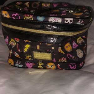 Betsy Johnson Black Cosmetic Bag Emoji Print